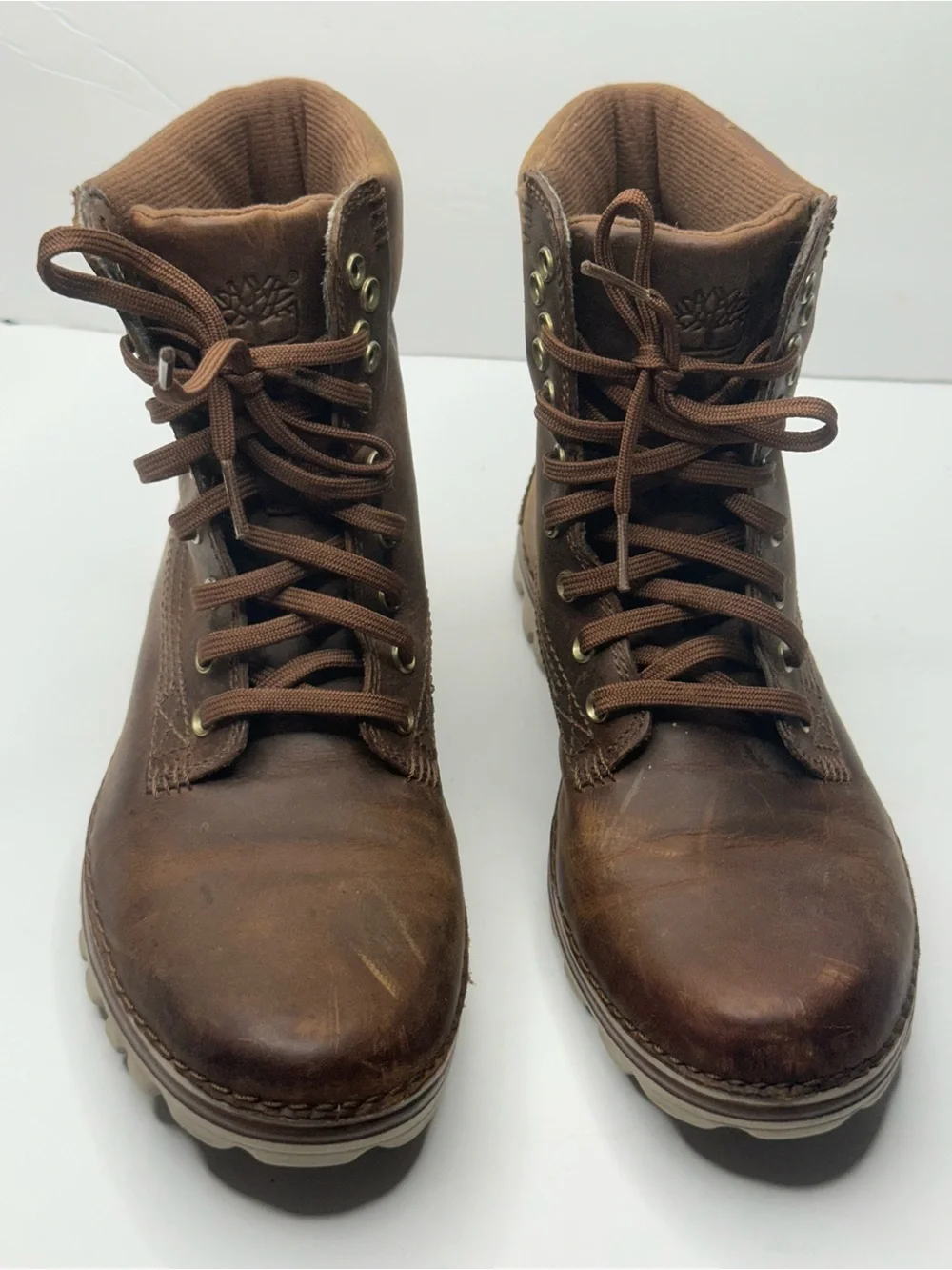 Ladies  Brown Lace-Up Leather Work Boot